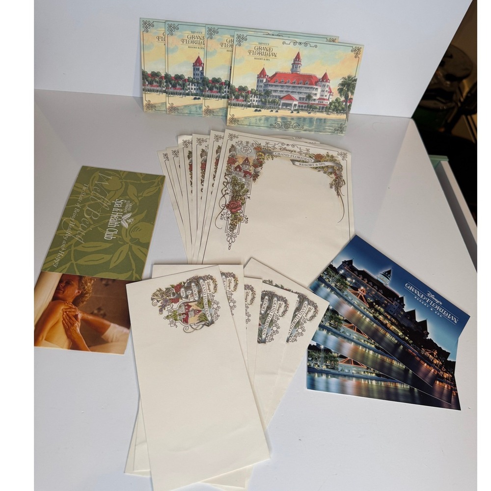 Vintage Disney Grand Floridian Stationery Postcards Lot Letterhead Envelopes Spa